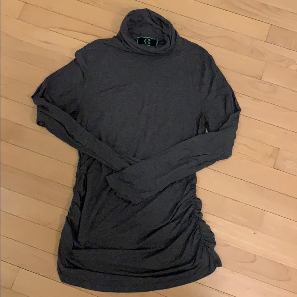 Long sleeve ruched grey turtleneck